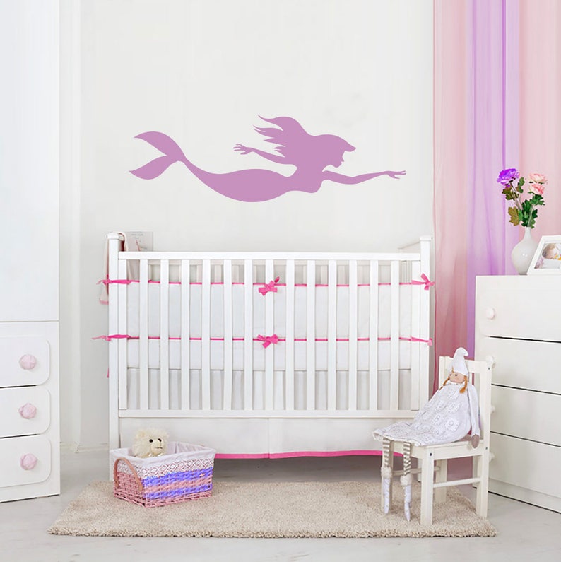 Baby Girl Wall Decal Mermaid Wall Sticker Vinyl Nursery Girl Etsy