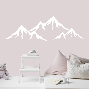 Mountain Wall Decal Nursery, Baby Girl Mountain Wall Decor, Wall Decal Adventure Bedroom, Mountains Wall Art Toddler Room Kitchen Decor x400