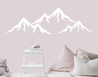 Mountain Wall Decal Nursery, Baby Girl Mountain Wall Decor, Wall Decal Adventure Bedroom, Mountains Wall Art Toddler Room Kitchen Decor x400