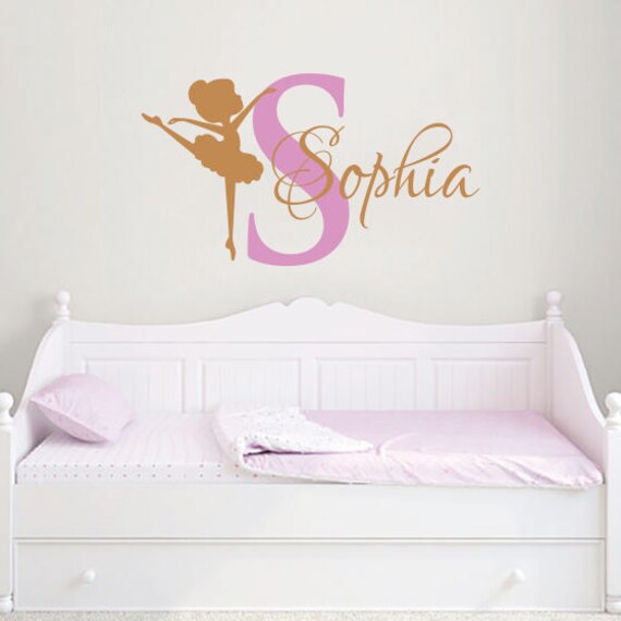 Little Ballerina Wall Decal Girl Name Dancing Nursery Ballet Image 0