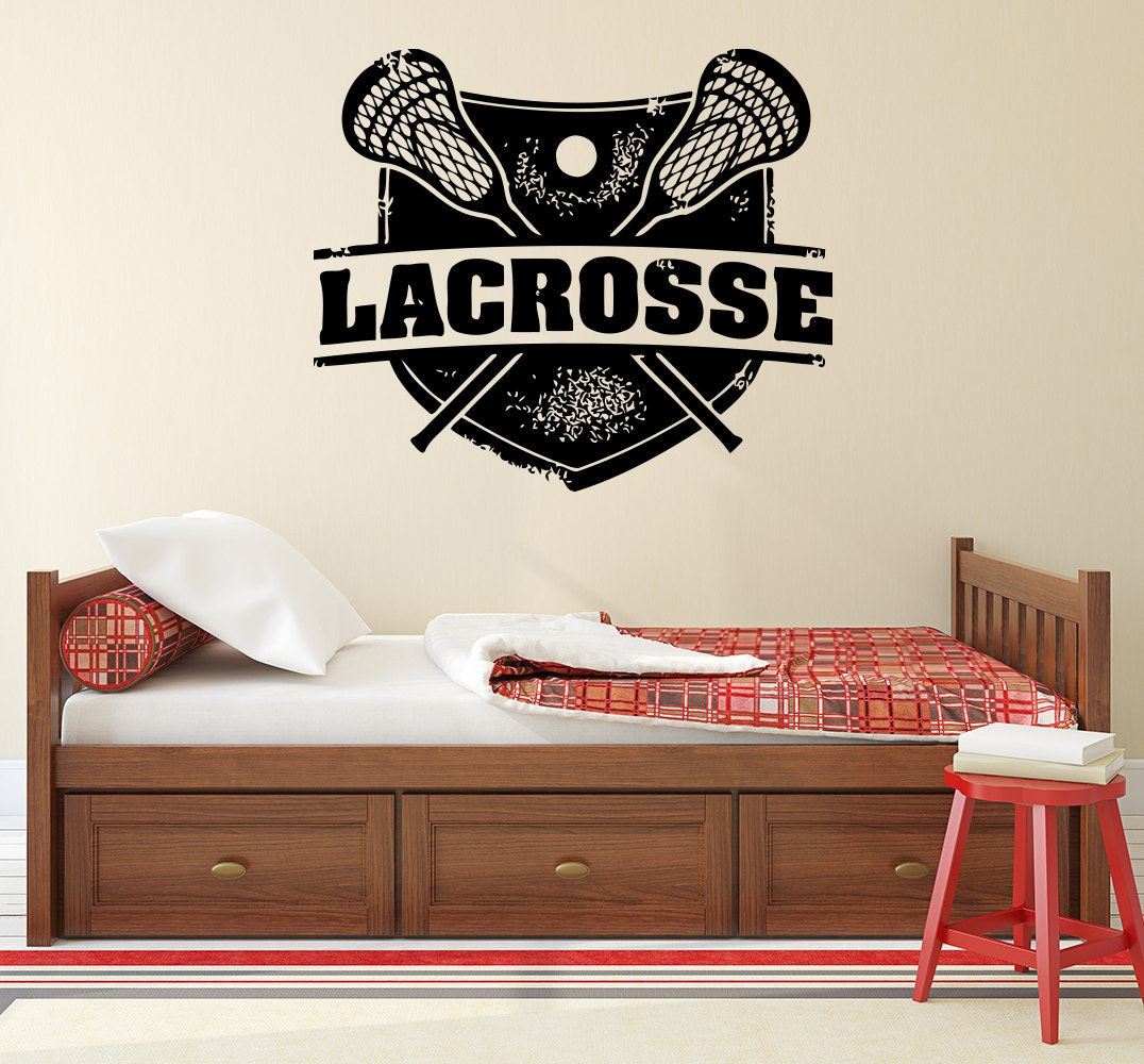 Lacrosse Wall Decal Sport Stamp Logo Emblem Vinyl Stickers Etsy