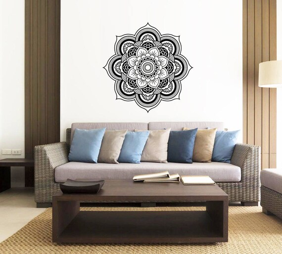 Mandala Wall Decal Vinyl Sticker Decals Lotus Flower Home | Etsy