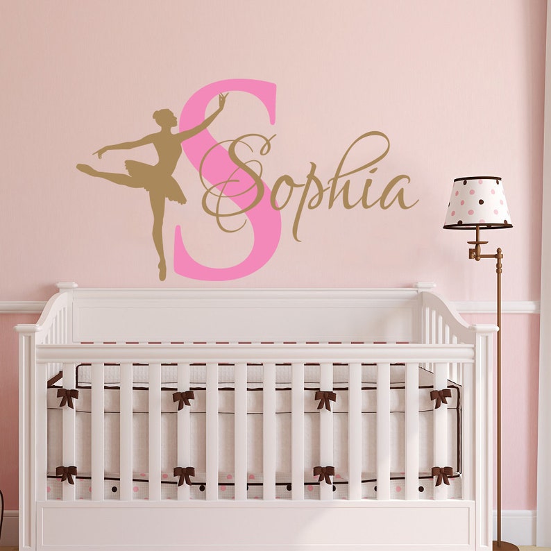 Ballerina Wall Decal Girl Name Dancing Nursery Ballet Vinyl Decals Sticker Custom Personalized Girls Bedroom Decor Room X272