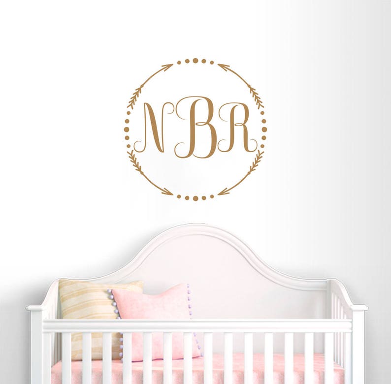 Monogram Wall Decal Vinyl Lettering Personalized Initial Etsy