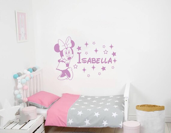 Minnie Mouse Name Wall Decal Vinyl Decals Sticker Custom Name Decals Personalized Baby Girl Name Decor Bedroom Nursery Baby Room Decor X69