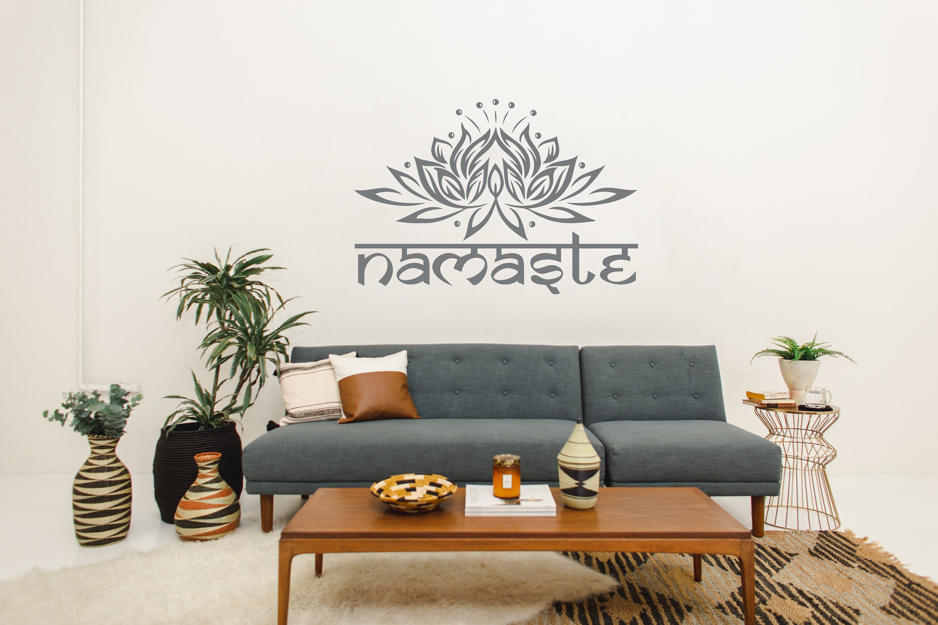 Namaste Wall Decal Lotus Flower Vinyl Sticker Decals Quotes Buddha ...
