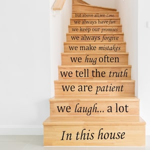 Stair Decals Quotes Stairway, Love Family Truth Phrases Hug Fun Home Art Staircase, Decoration For House Living Mural Vinyl Stickers x233