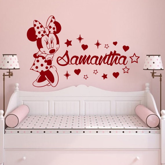Minnie Mouse Name Wall Decal Vinyl Decals Sticker Custom Name Etsy