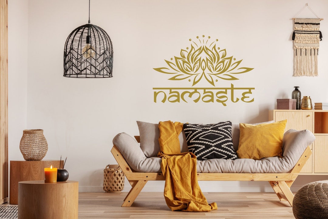 Namaste Wall Decal Lotus Flower Vinyl Sticker Decals Quotes Buddha ...