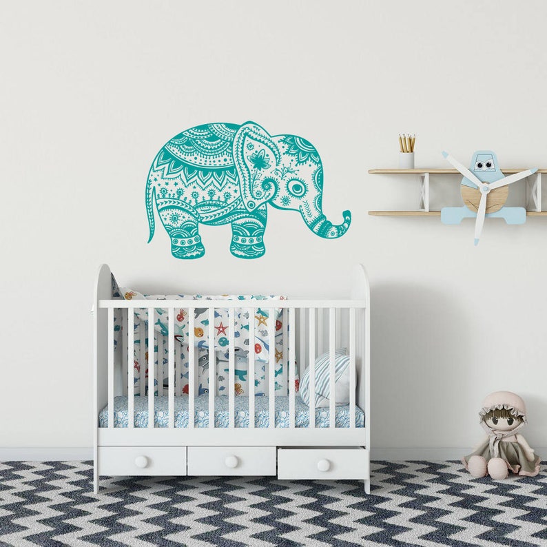 Elephant Wall Decal Vinyl Stickers Floral Patterns Yoga Etsy