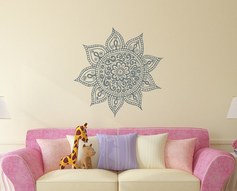 Wall Decal Mandala Vinyl Sticker Decals Lotus Flower Home Etsy