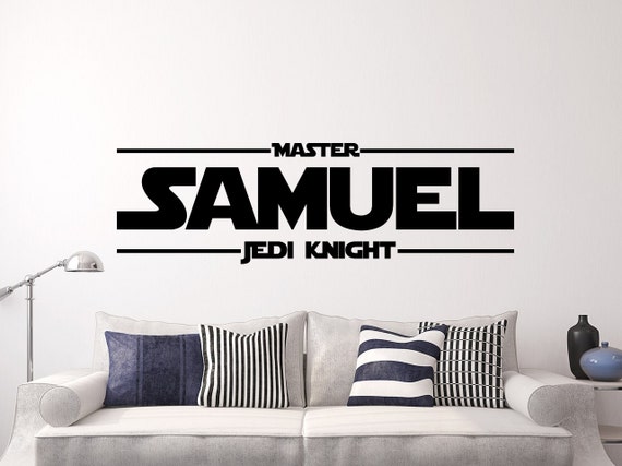 Master Name Jedi Knight Decal Star Wars Decal Quote Vinyl Wall Decals Sticker Custom Personalized Name Decor Teens Boys Room Nursery Art X75