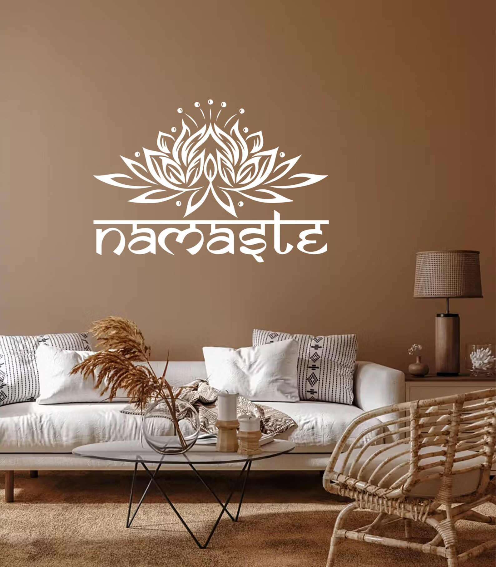 Namaste Wall Decal Lotus Flower Vinyl Sticker Decals Quotes Buddha ...