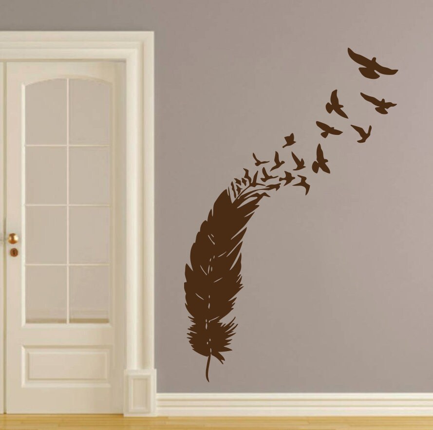 Feather Wall Decal Birds of A Feather Nib Style Vinyl Sticker Etsy