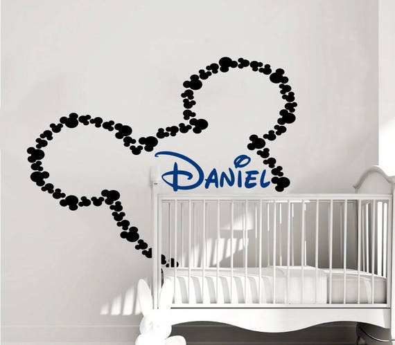 Mickey Mouse Wall Decal Name Boy Vinyl Sticker Decals Personalized Baby Boy Name Decor Kids Nursery Baby Room Decor Custom Name Decals X141