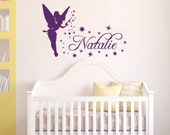 Name Wall Decal Tinkerbell Vinyl Decals Sticker Magic Little Princess Girl Name Wall Decor For Girls Bedroom Nursery Baby Room Wall Art X260