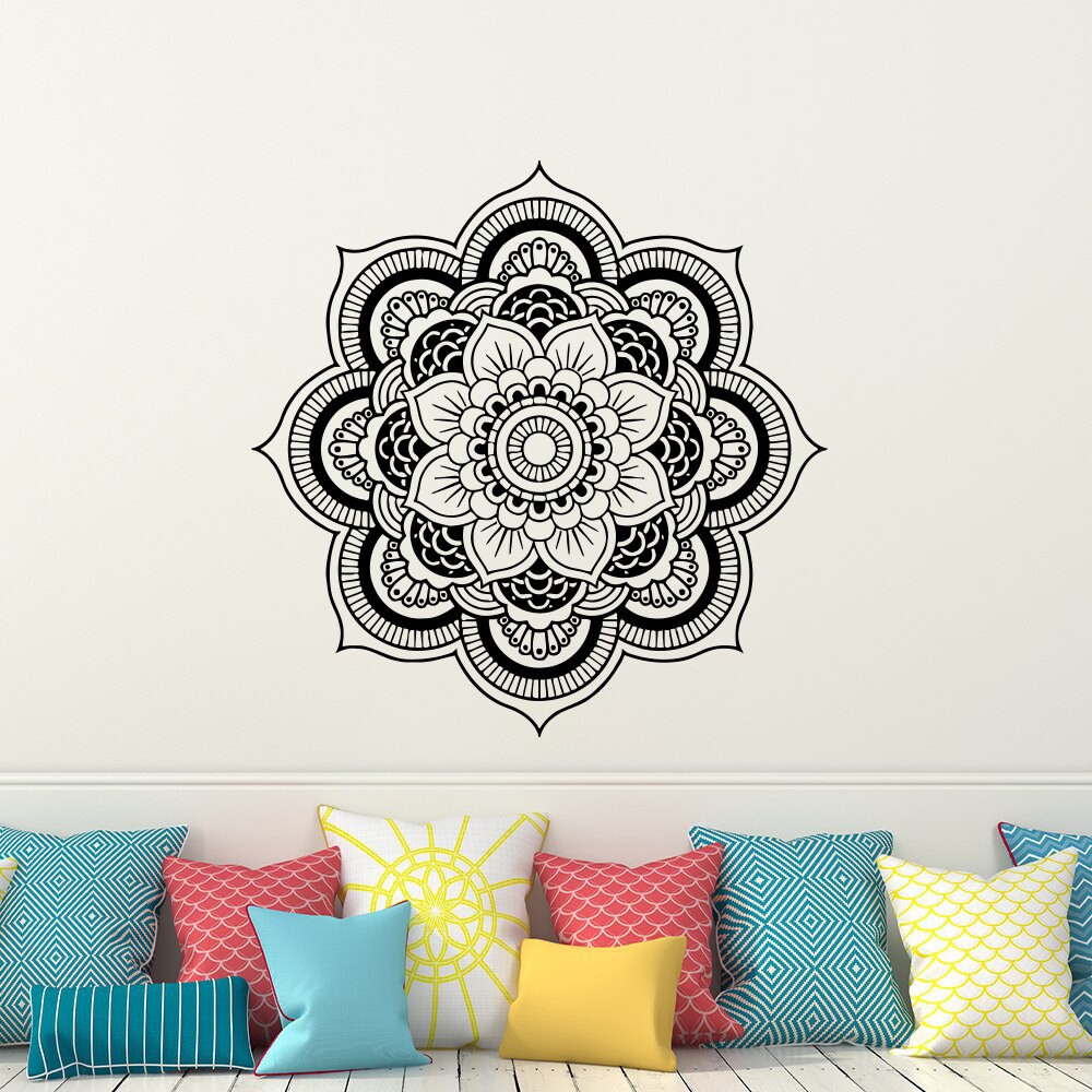 Wall Decal Mandala Vinyl Sticker Decals Lotus Flower Home Etsy