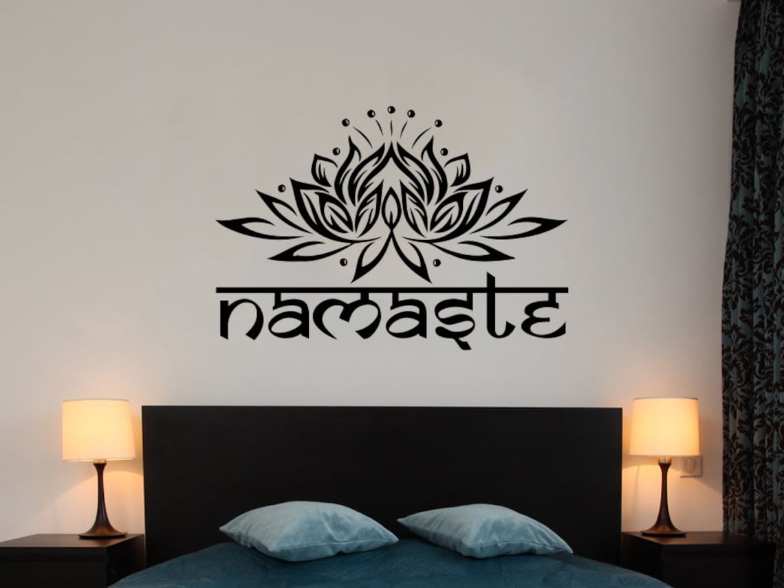 Namaste Wall Decal Lotus Flower Vinyl Sticker Decals Quotes Buddha ...