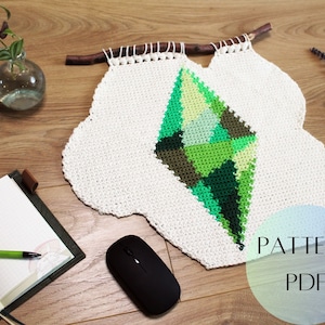 Crochet Pattern | Plumbob Crochet Tapestry Wall Hanging Decor | DIY Simmer