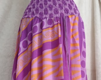 Elasticated Handkerchief Hem Recycled Sari Skirt