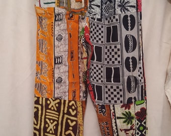 African Cotton Elasticated Patchwork Trousers