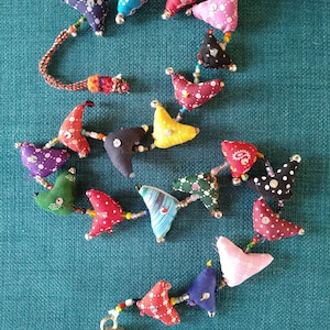 Mini Fabric Bird String With Bell