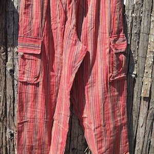 Pantalón cargo de algodón ligero a rayas unisex