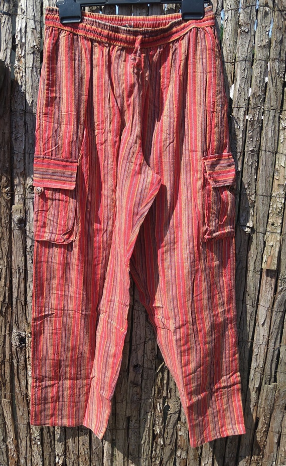 Unisex Stripe Lightweight Cotton Cargo Pant