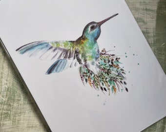 Leafy Hummingbird Print