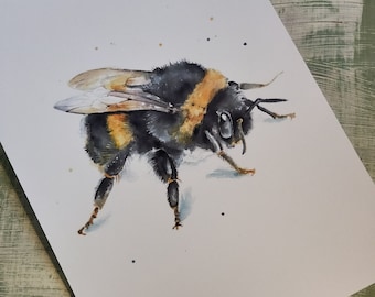 Bumble Bee Watercolour Print