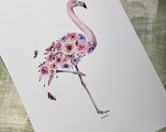 Floral Flamingo Print