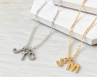 Initial Charm Necklace, Stainless Steel