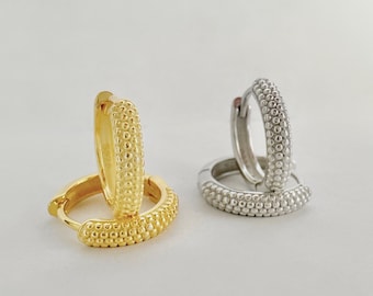 Dotted Huggie Hoop Earrings