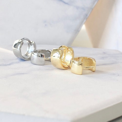 Gold Bee Huggie Hoop Earrings Small Sterling Silver Hoop - Etsy