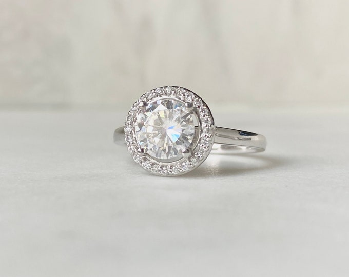 Featured listing image: Round Halo Moissanite Ring