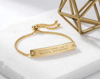 Engraved Bar Bracelet | Adjustable Bracelet