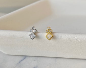 Dainty Mixed Shape Screw Back Studs - Sterling Silver