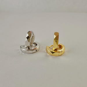 Diamond Cut Huggie Hoop Earrings, Sterling Silver