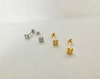 Four Sphere Screw Back Stud Earrings, Sterling Silver