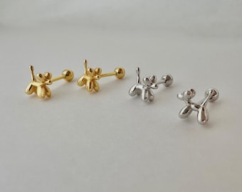 Balloon Dog Screw Back Stud Earrings, Sterling Silver