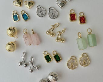 Hoop Earring Charms, Set of 2 Charms, 18k Gold Plated .925 Sterling Silver
