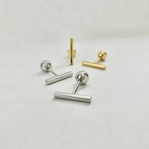 Bar Screw Back Stud Earrings, Sterling Silver