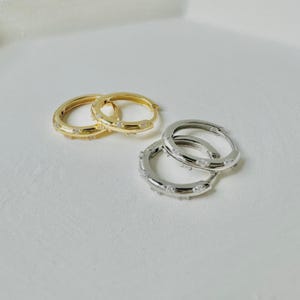 Sprinkle CZ Small Hoop Earrings, Sterling Silver