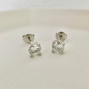 1ctw Moissanite Solitaire Stud Earrings, Sterling Silver