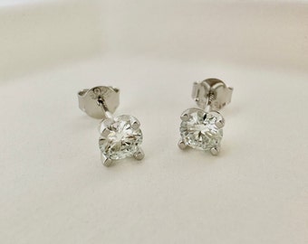 1ctw Moissanite Solitaire Stud Earrings, Sterling Silver