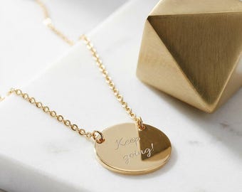 Engraved Circle Necklace | Personalized Engraving, Silver, Gold or Rose Gold