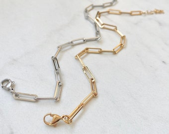 Paperclip Chain Anklet, Stainless Steel Ankle Bracelet