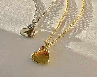 Tiny Heart Necklace, 18k Gold or Rhodium Plated