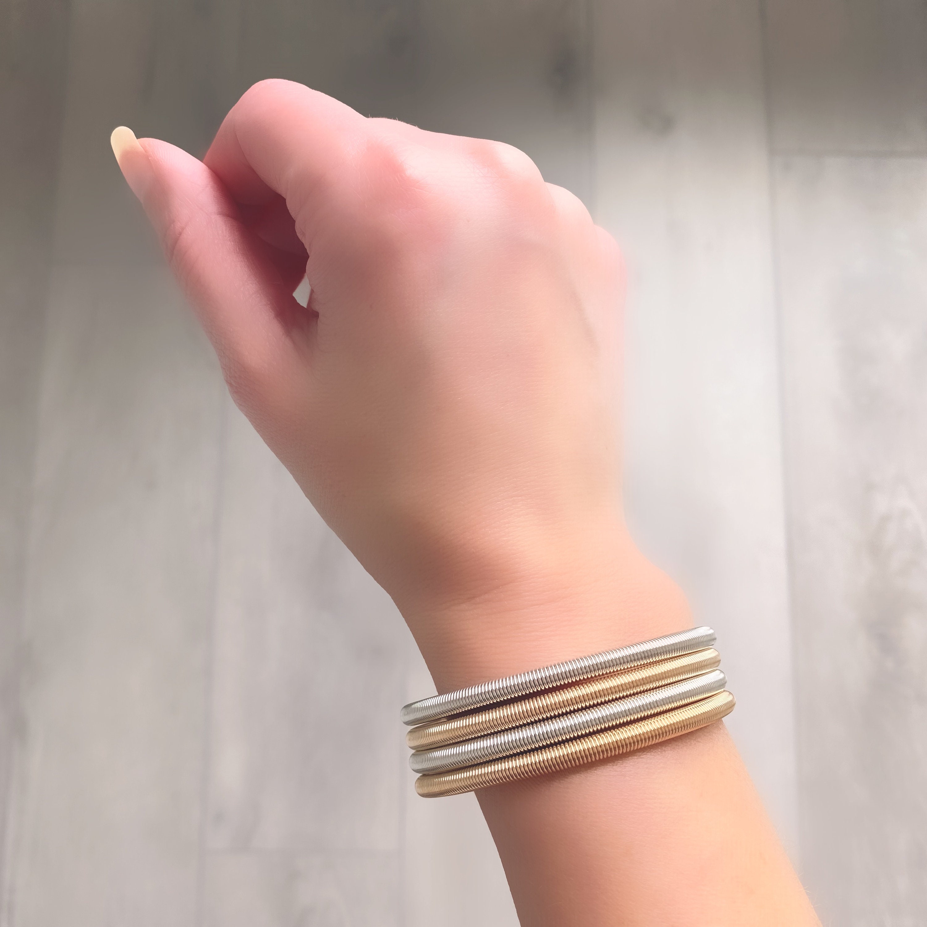 String Bracelet Stack Luxe Wide Guitar String Bracelet Stacks Memory Spring - Etsy