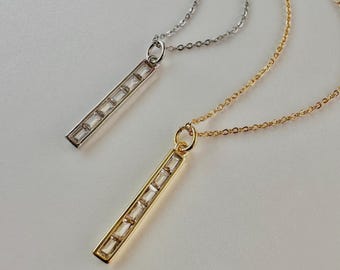 Baguette Bar Necklace, 18k Gold or Rhodium Plated